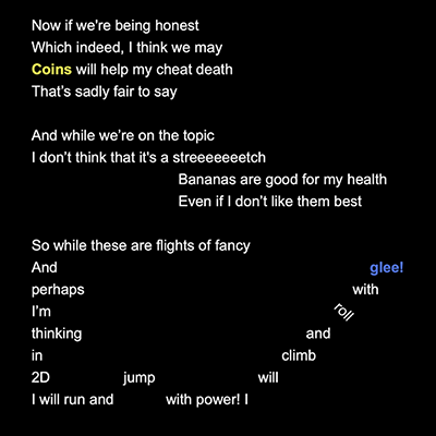 A piece of text from a hypertext videogame